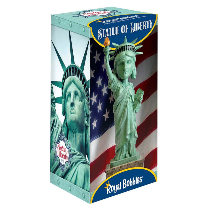 Statue of Liberty handpainted resin bobblehead includes a collector box with important facts about her