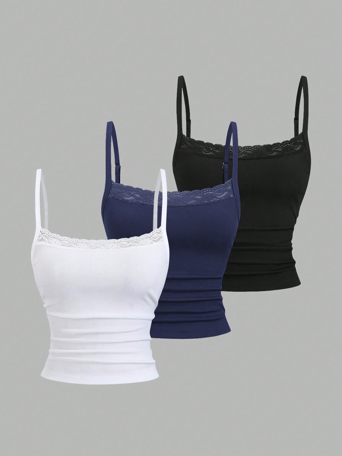 Sweetra Sweet Hot Girl Cute Sweet Elegant Music Festival Vacation Casual All-Match Daily Date Versatile Work School Inner Wear Tight Fit White Pink Black Lace Camisole Tank Top Short Backless Top