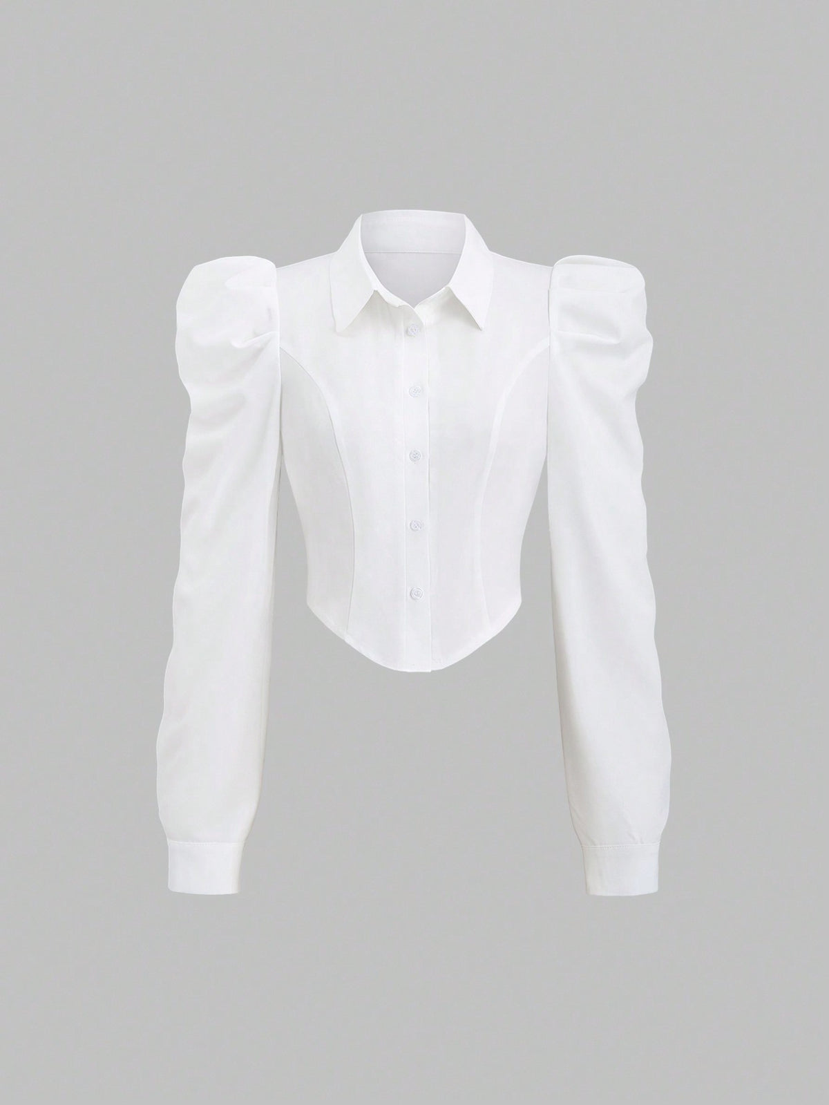 Sweetra Women's Spring/Summer Casual Gigot Sleeve Fitted Solid Color Shirt Fall Cloth For Women