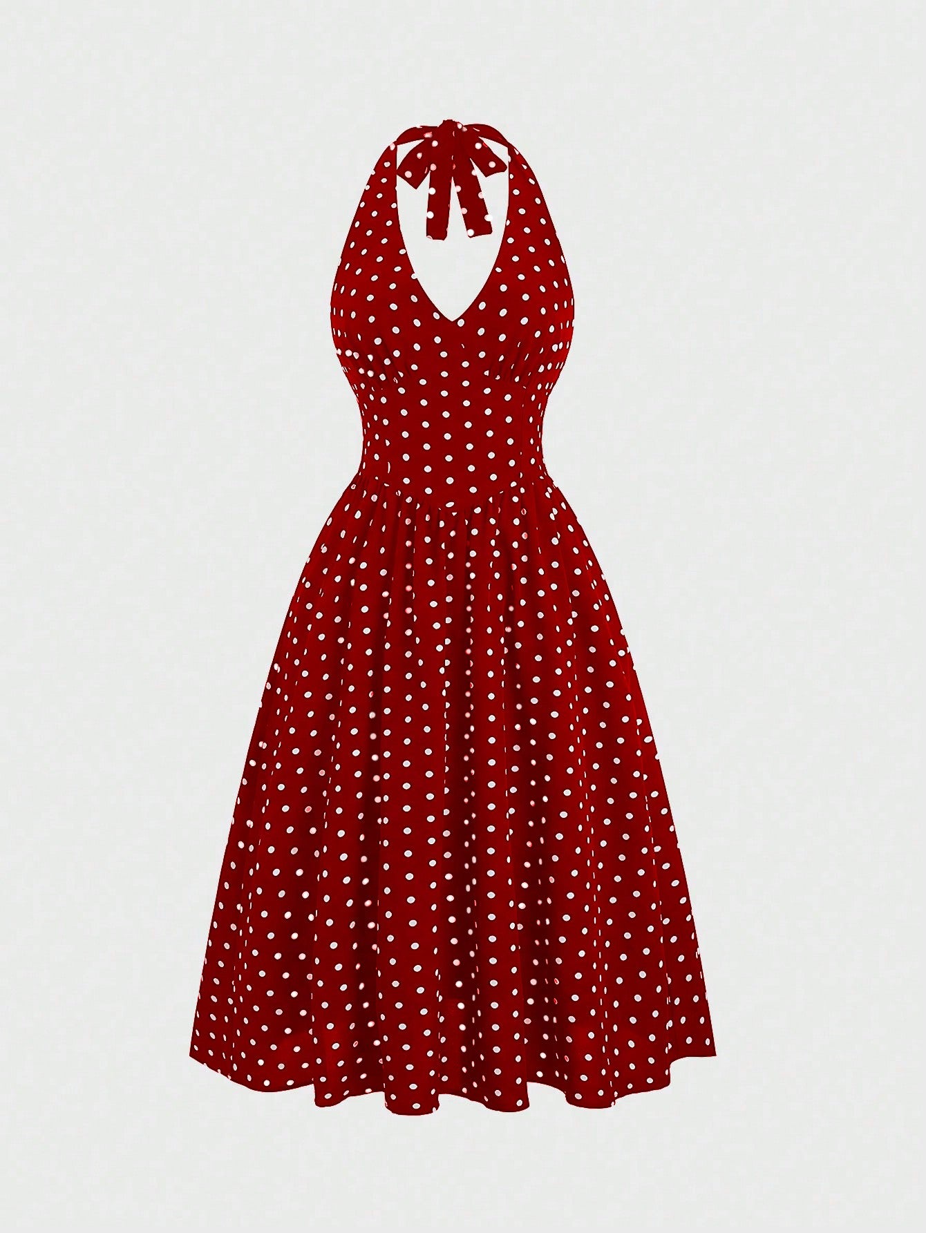 Sweetra Women Summer Casual Holiday Polka Dot Print Halter Backless Dress