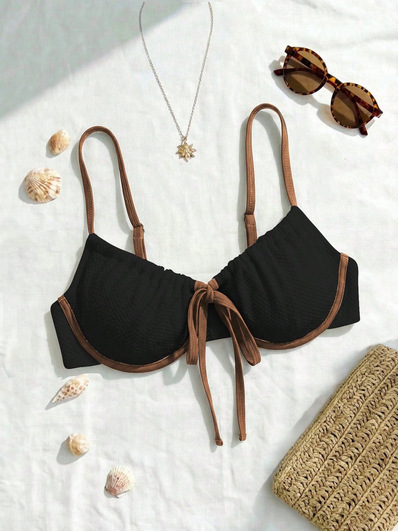 Swim Mod 2026 New Summer Plus Size Women's One-Piece Colorblock Underwire Casual Swim Top