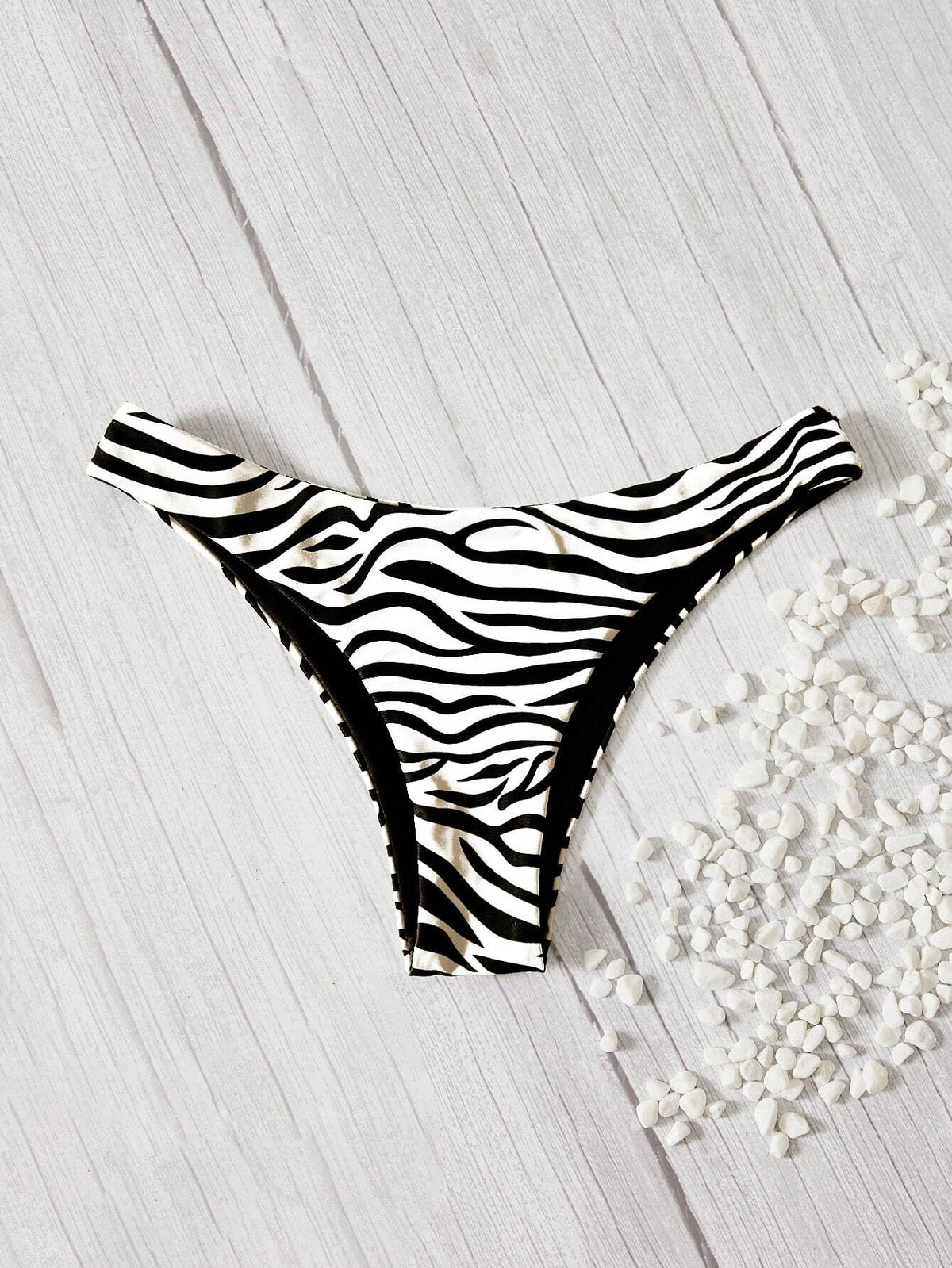 Swim Vcay Summer Beach Zebra Striped Bikini Bottom