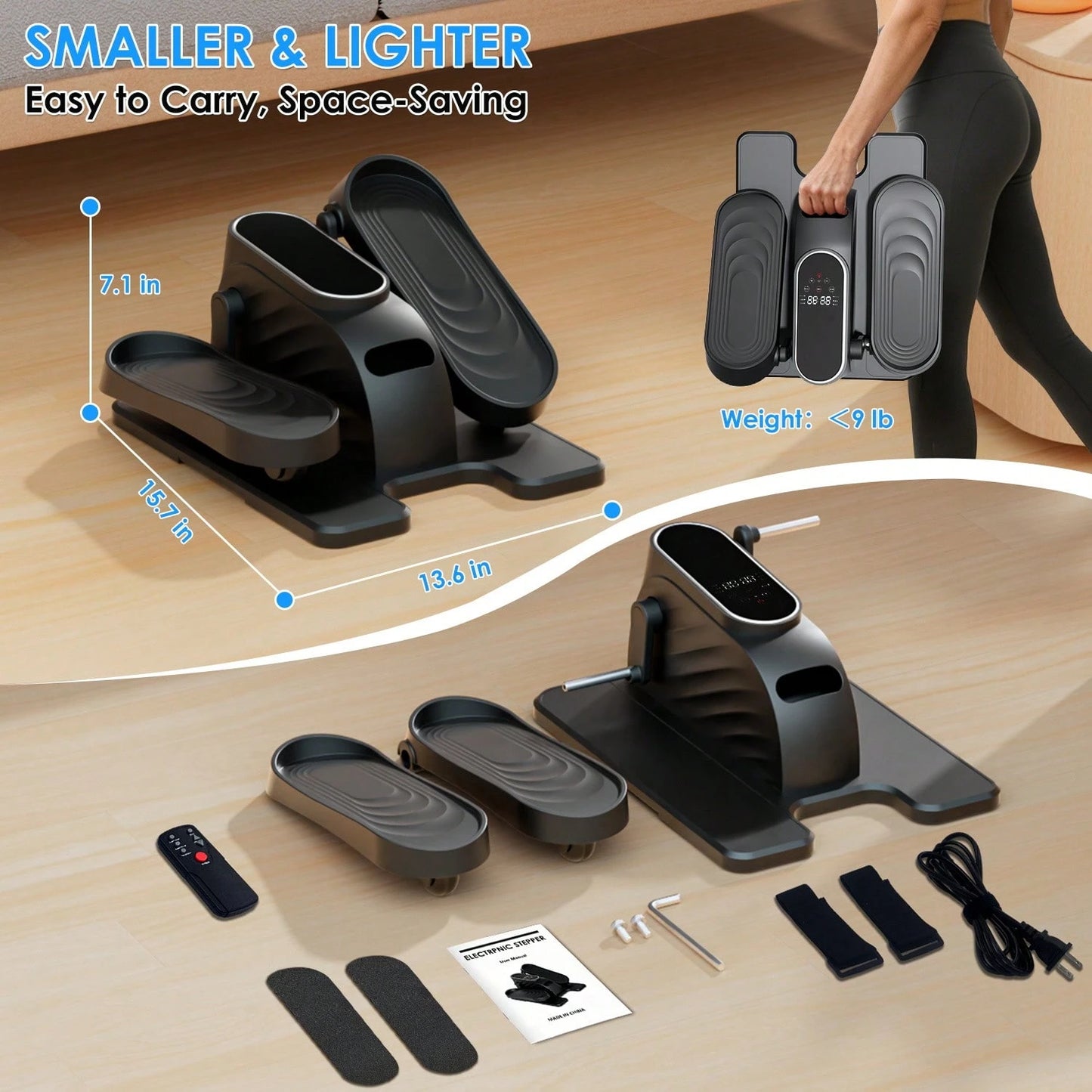 Under Desk Elliptical Machine With Remote, Ellipse Leg Exerciser As Seen On TV, Seated Pedal Exerciser For Seniors, 15 Speeds, Forward & Reverse Direction, Manual & Auto Mode For Home Office