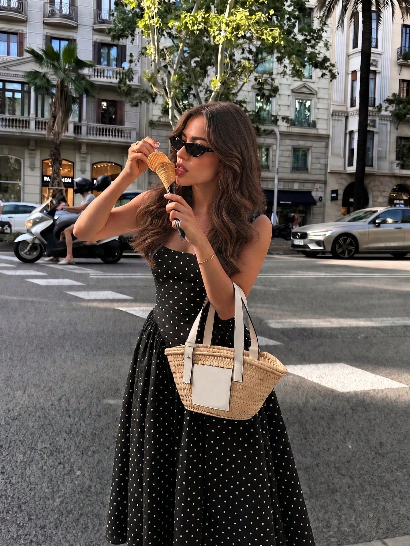 Vusalt Women's Summer French Fresh Light Yellow & White Small Plaid Square Neck Wide Strap Gathered Full Skirt Knee-Length Midi Dress