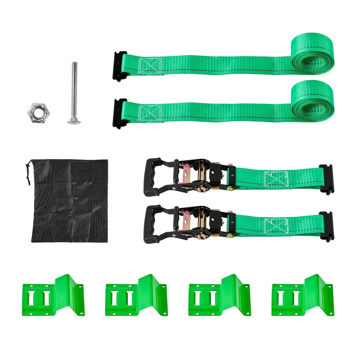 Wheel Chock Tie-Down Kit, Chock-Style Trailer Tie Down Strap, Car Tie Down Kit With Buckle, Break Strength 4380 Lbs & Working Load 1460 Lbs Motorcycle Tie-Down System For ATVs, UTVs & Trailers