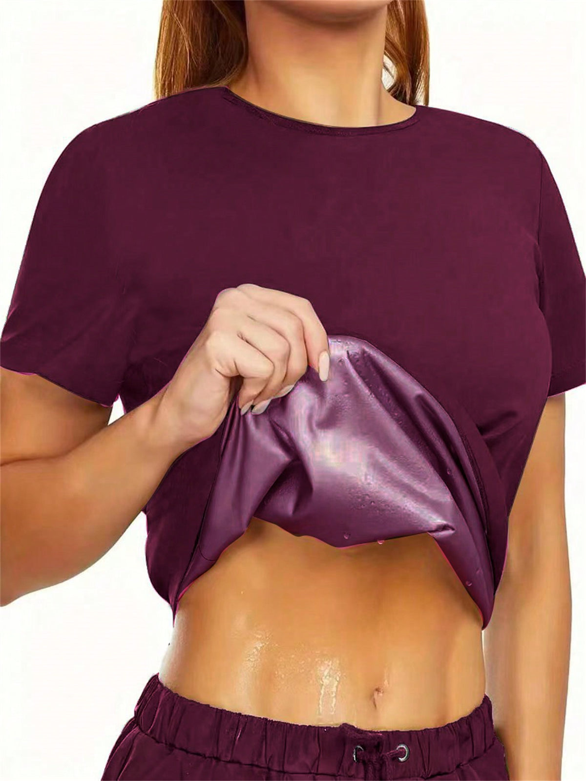 Women's Sweat Enhancing Fitness Top, Short Sleeve T-Shirt, Thermal Fitness Tank Top For Waist Training Spring Sports Fall
