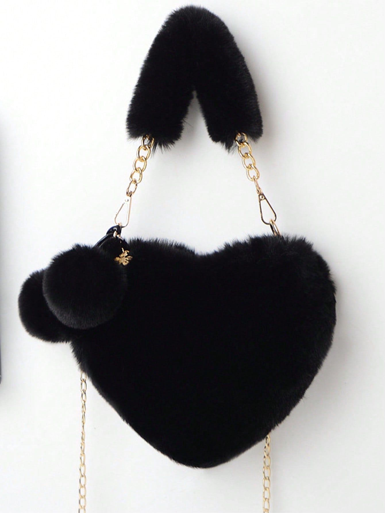 XD Plush Heart-Shaped Wallet, Soft And Compact, Can Be Used As A Shoulder Bag Or Clutch, Equipped With Metal Chain Strap, Perfect Fun Gift For Girls, Ideal Choice For New Women's Bags In Autumn/Winter