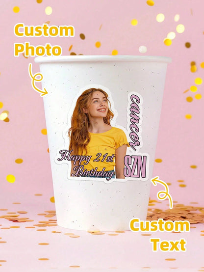 1/10/28/48pcs Personalized Portrait Photo Stickers, Customizable Text Stickers, Waterproof And Oil-Proof, Suitable For Gifts, Birthdays, Weddings And Daily Use, Friends, Grooms, Brides, Family, Girlfr