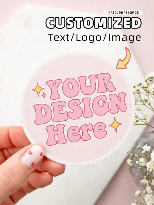 1-160pcs Personalized Custom Round Stickers, Can Print Text, Patterns, Logo, Photos, Custom Labels, Envelope Seals, Gift Packaging, Handmade DIY, Decoration, Party Favors, Suitable For Valentine's Day