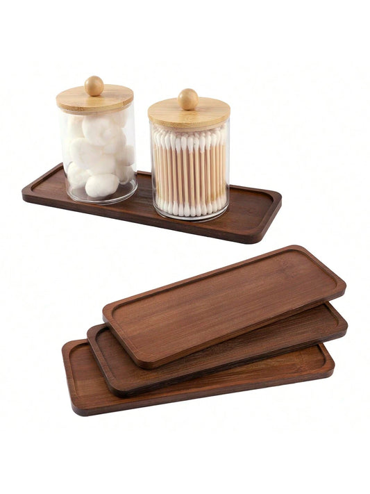 1/2/3pcs Bamboo Soap Dispenser Tray, Bathroom Countertop Tray, Vanity Tray For Jewelry, Rings, Cosmetics Storage, Suitable For Perfume, Candles, Home Decor