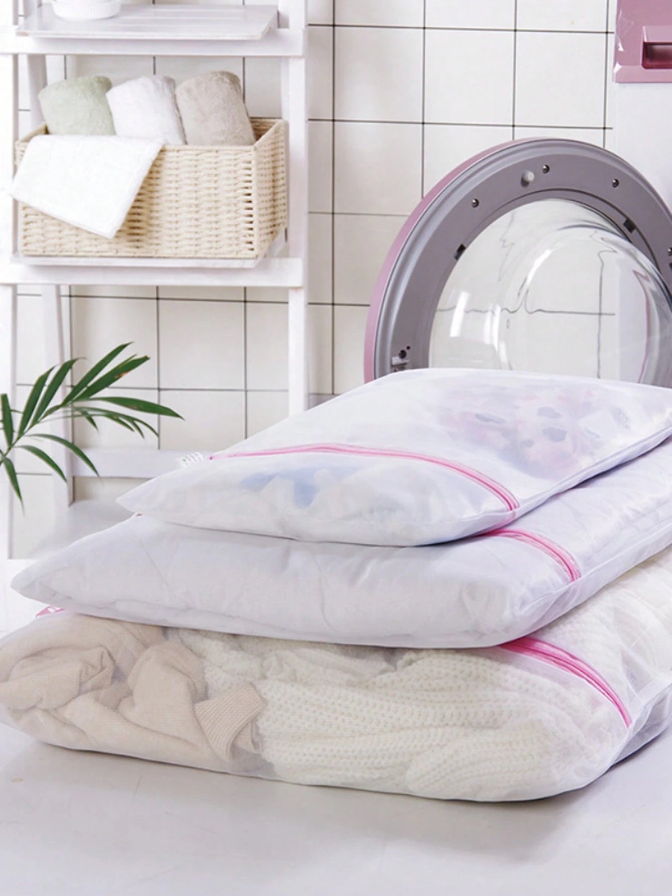 1/2/3pcs Zipper Laundry Mesh Bags, Honeycomb Laundry Bags, Suitable For Clothes, Shirts, Bras, Socks, Underwear, Travel Storage Bags, Summer Tops, Underwear Washing Machine Laundry Bags, Bedroom Laund