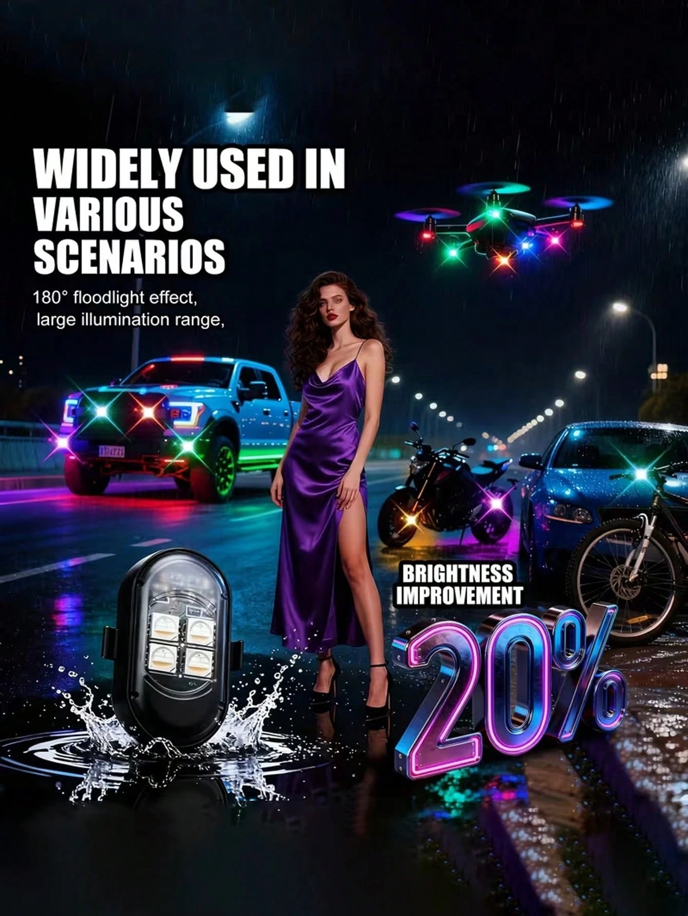 1/2/4/6pcs Wireless LED Flashing Lights With Remote Control, Mini Lights, 8 Colors, USB Rechargeable, Anti-Collision, LED Emergency Warning Lights For Car, Motorcycle, Drone, Airplane, Bicycle