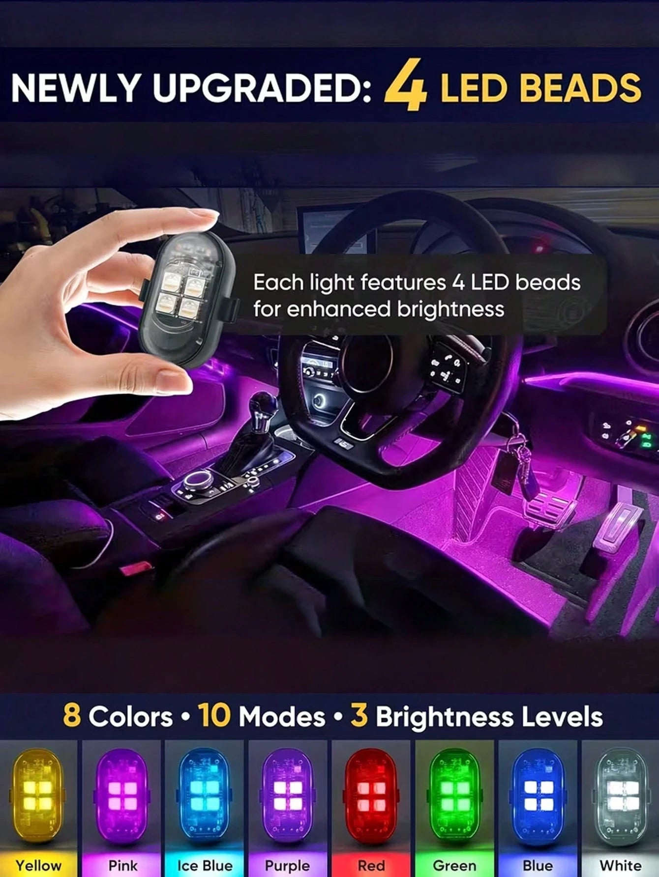 1/2/4/6pcs Wireless LED Flashing Lights With Remote Control, Mini Lights, 8 Colors, USB Rechargeable, Anti-Collision, LED Emergency Warning Lights For Car, Motorcycle, Drone, Airplane, Bicycle