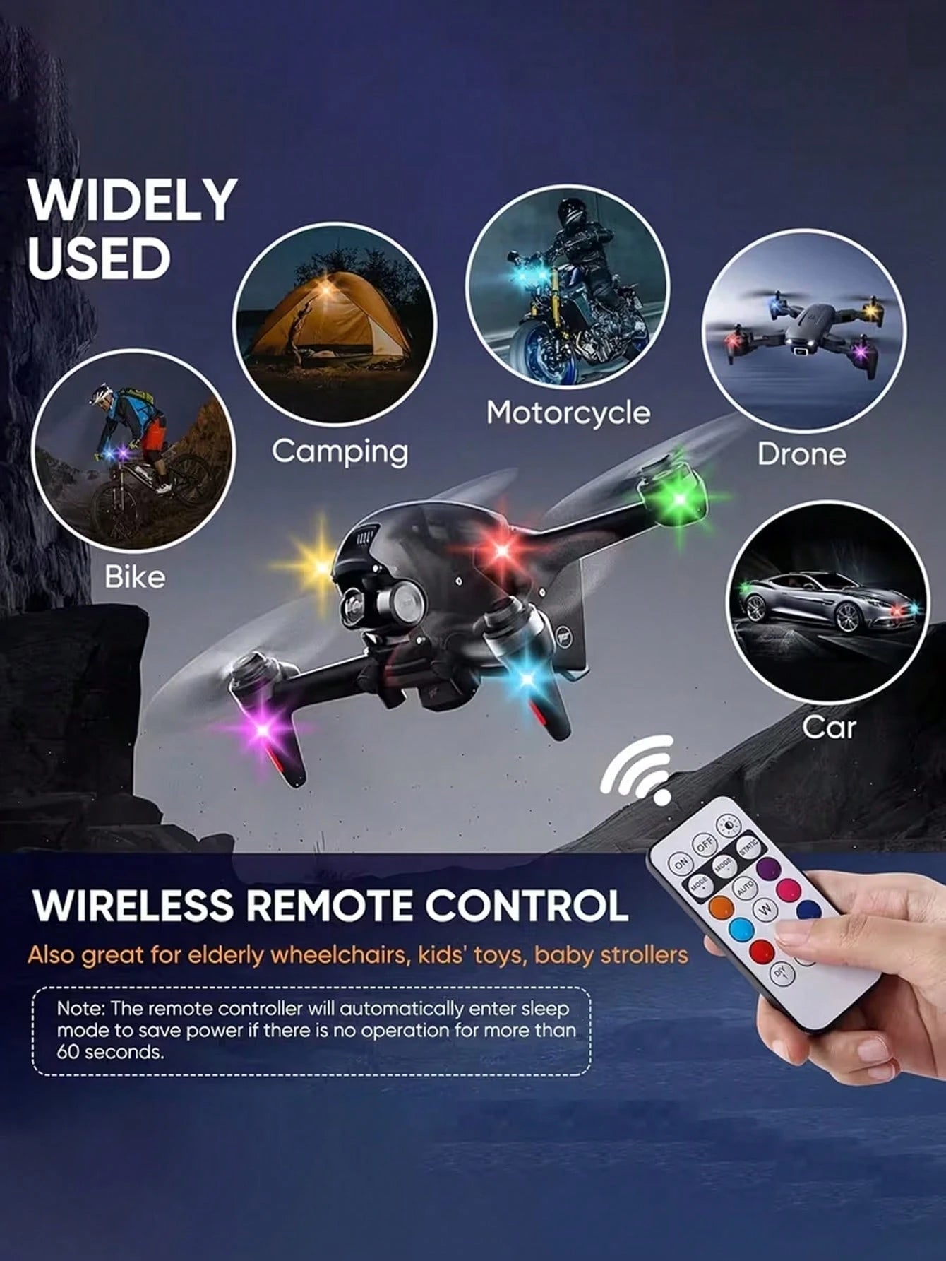 1/2/4/6pcs Wireless LED Flashing Lights With Remote Control, Mini Lights, 8 Colors, USB Rechargeable, Anti-Collision, LED Emergency Warning Lights For Car, Motorcycle, Drone, Airplane, Bicycle