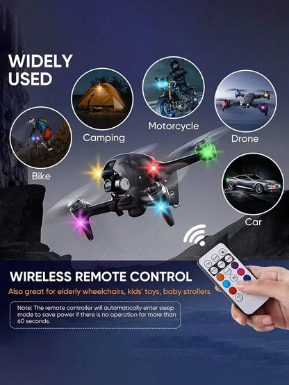 1/2/4/6pcs Wireless LED Flashing Lights With Remote Control, Mini Lights, 8 Colors, USB Rechargeable, Anti-Collision, LED Emergency Warning Lights For Car, Motorcycle, Drone, Airplane, Bicycle