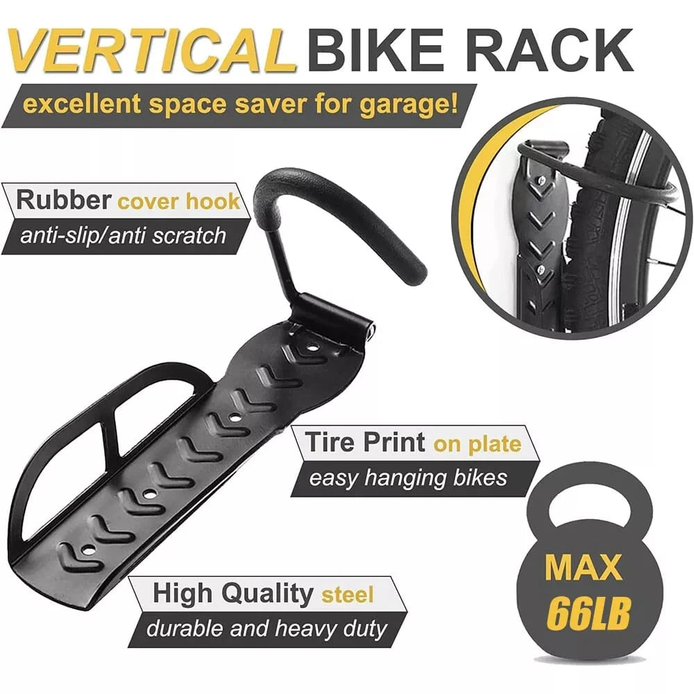 1/2/4Pack Wall Mount Vertical Bike Rack Bicycle Holder Hook Storage Hanger Garage