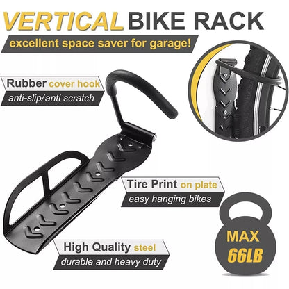 1/2/4Pack Wall Mount Vertical Bike Rack Bicycle Holder Hook Storage Hanger Garage