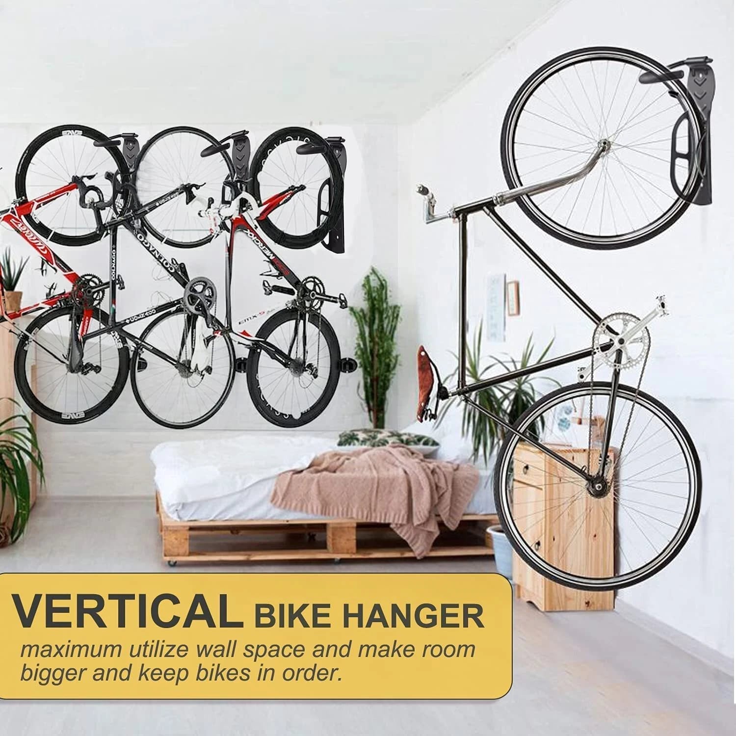 1/2/4Pack Wall Mount Vertical Bike Rack Bicycle Holder Hook Storage Hanger Garage