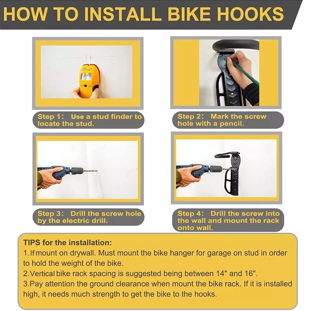 1/2/4Pack Wall Mount Vertical Bike Rack Bicycle Holder Hook Storage Hanger Garage
