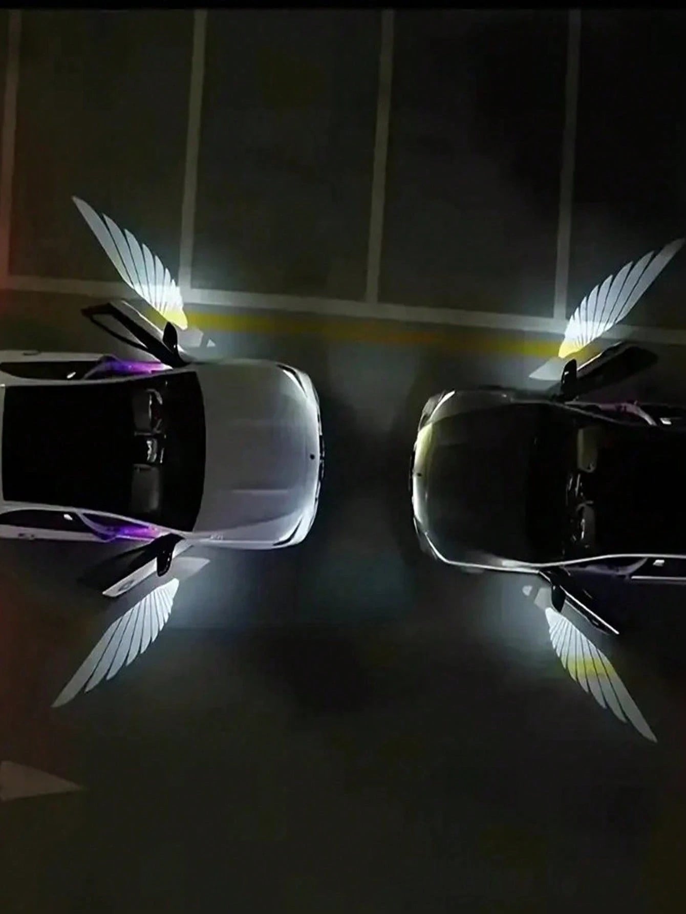 1/2/4pcs Angel Wing Shaped Car Ambient Lights, Giving Your Car Wings, Multiple Patterns (Not Limited To Angel Wings), Instant Install Door Projector, Angel Wings Love Magic Array Smart Induction Ligh