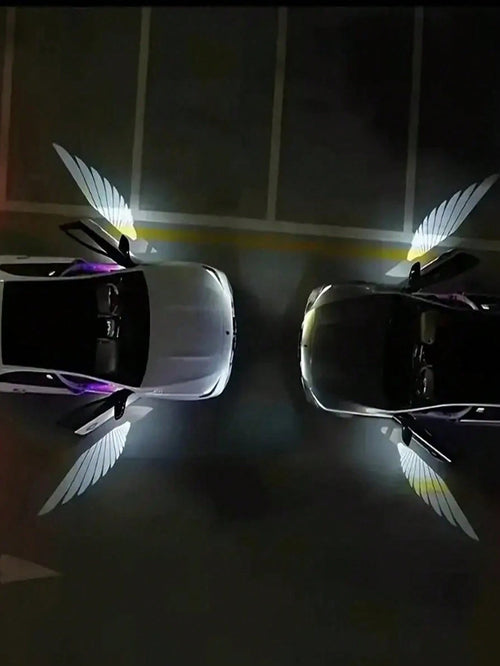 1/2/4pcs Angel Wing Shaped Car Ambient Lights, Giving Your Car Wings, Multiple Patterns (Not Limited To Angel Wings), Instant Install Door Projector, Angel Wings Love Magic Array Smart Induction Ligh