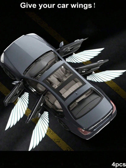 1/2/4pcs Angel Wing Shaped Car Ambient Lights, Giving Your Car Wings, Multiple Patterns (Not Limited To Angel Wings), Instant Install Door Projector, Angel Wings Love Magic Array Smart Induction Ligh