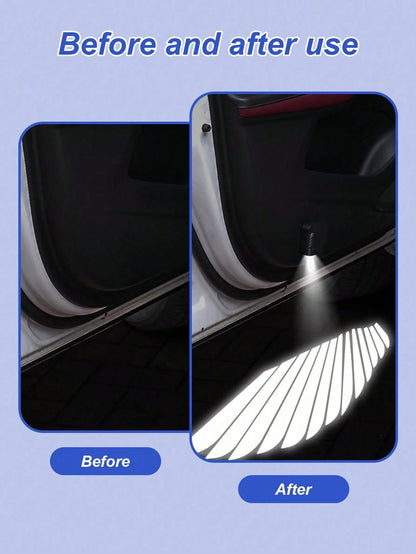 1/2/4pcs Angel Wing Shaped Car Ambient Lights, Giving Your Car Wings, Multiple Patterns (Not Limited To Angel Wings), Instant Install Door Projector, Angel Wings Love Magic Array Smart Induction Ligh