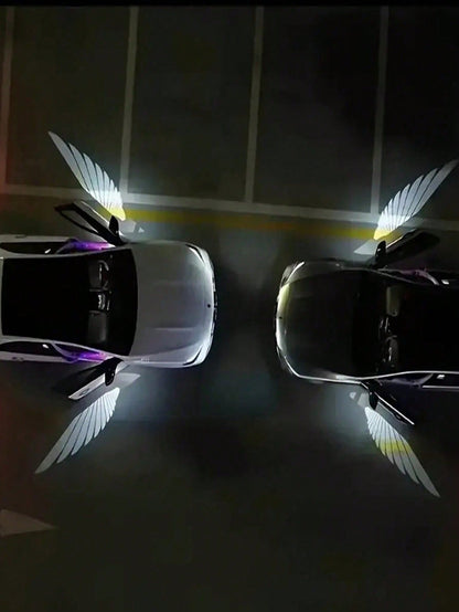 1/2/4pcs Angel Wing Shaped Car Ambient Lights, Giving Your Car Wings, Multiple Patterns (Not Limited To Angel Wings), Instant Install Door Projector, Angel Wings Love Magic Array Smart Induction Ligh
