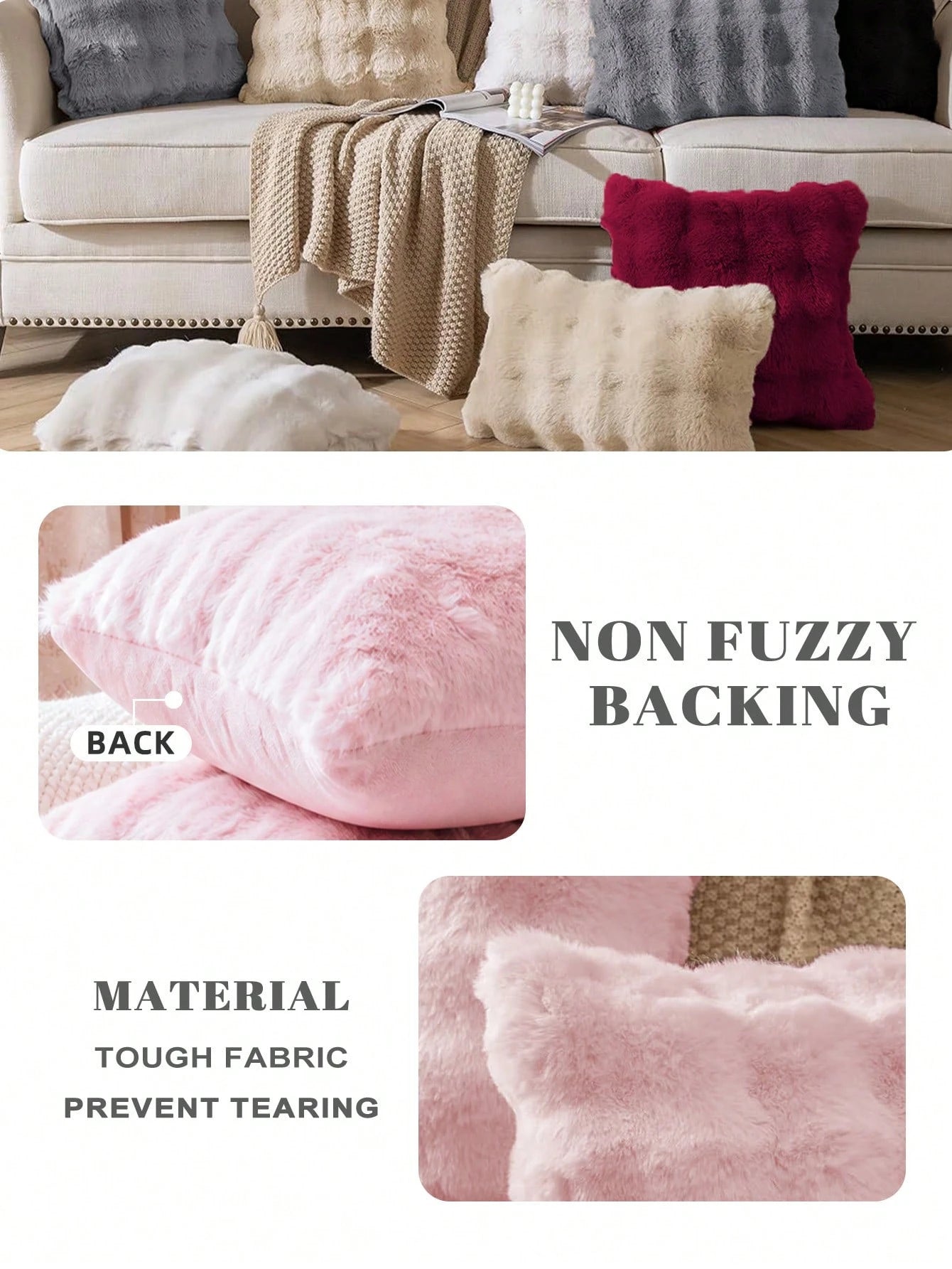 1/2/4pcs Christmas Red Luxury Faux Rabbit Fur Pillow Covers, Without Pillow Insert, Warm Soft Comfortable, Fluffy Plush Home Decor Cushion Covers, Suitable For Living Room Sofa, Bedroom Bed, Large Dec