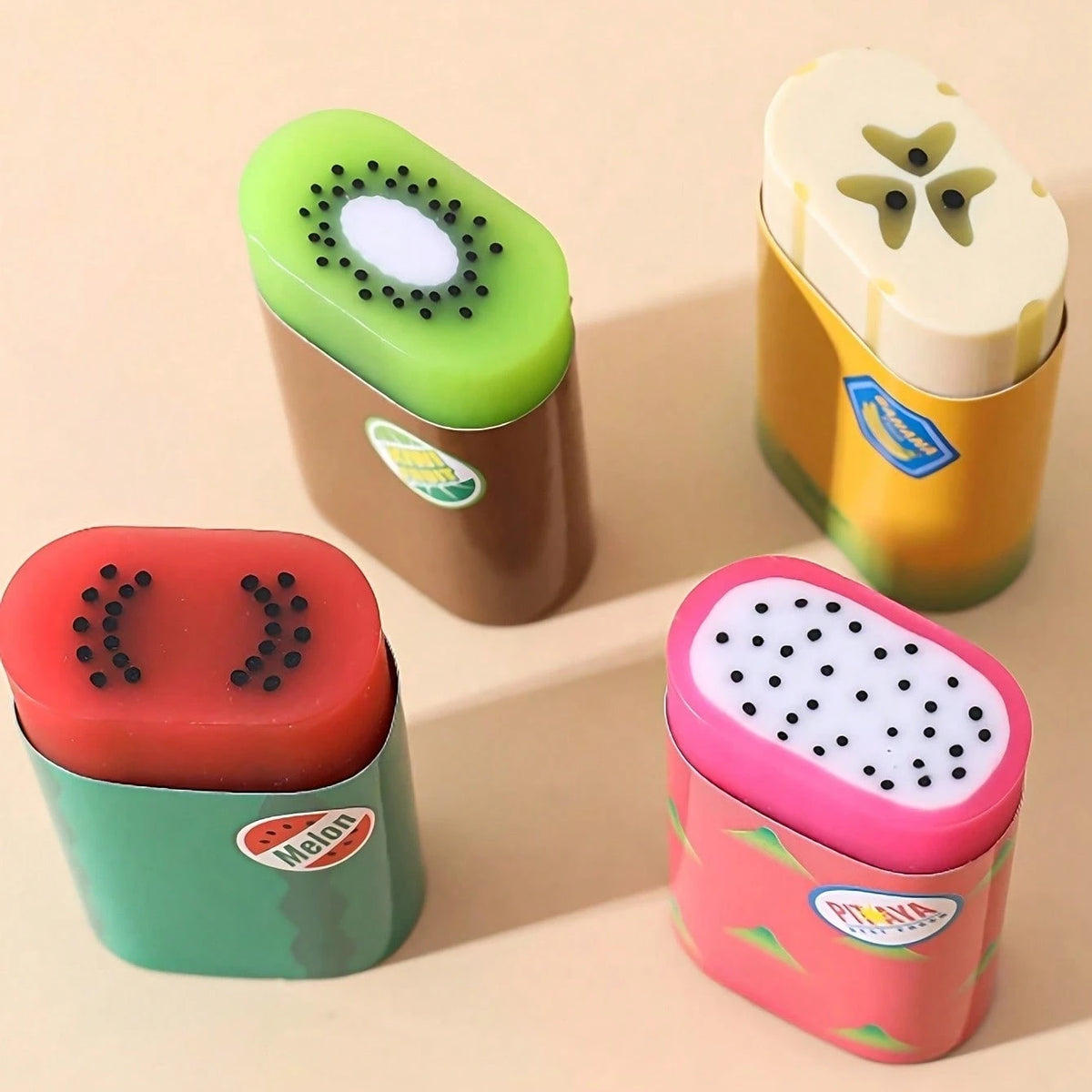 1/2/4pcs Fruit Shaped Erasers, Creative Stationery, Cute Design, Fun Office Supplies, Random Style Cute Small Fruit Erasers, Graduation, Birthday, Seasonal Gifts, Teacher Supplies