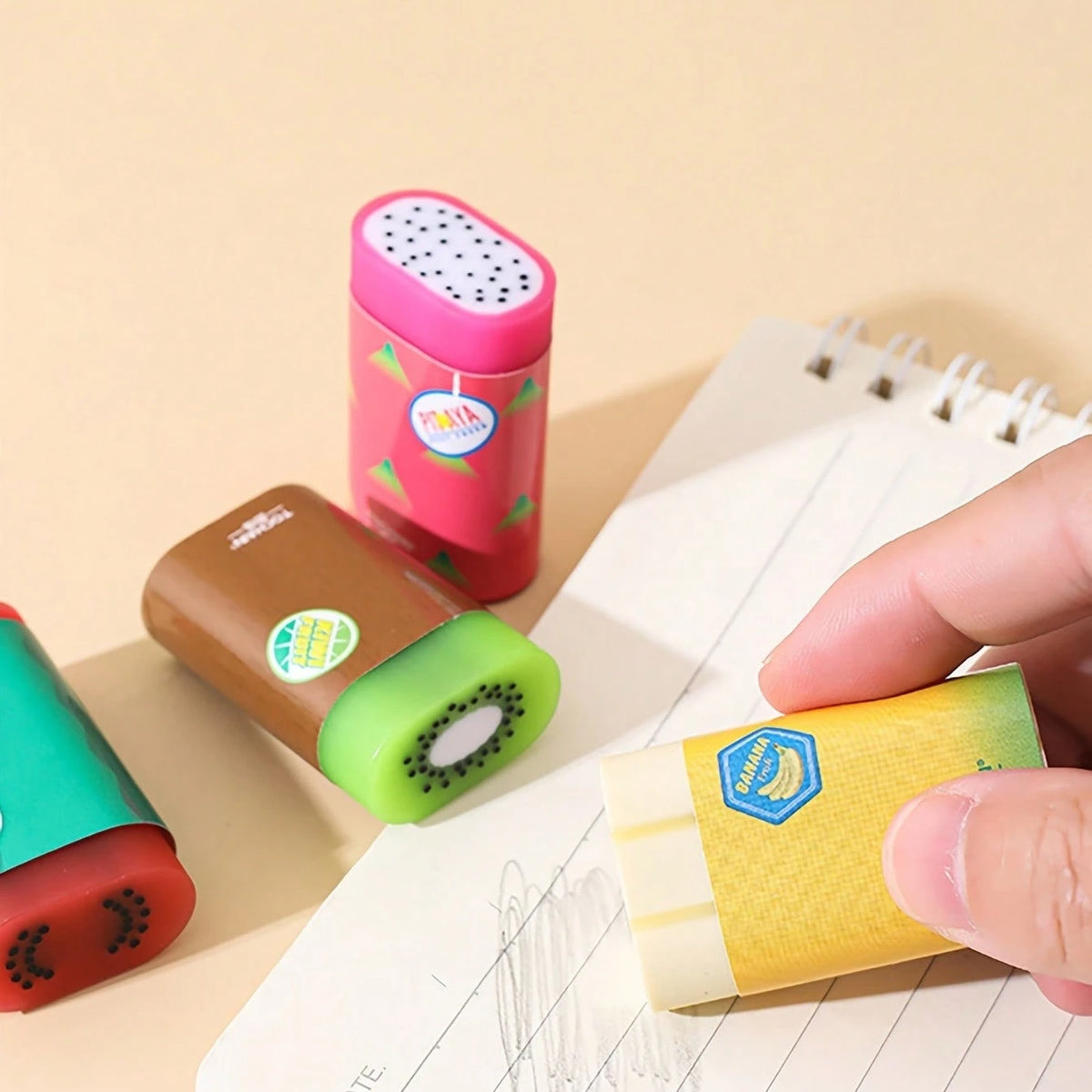 1/2/4pcs Fruit Shaped Erasers, Creative Stationery, Cute Design, Fun Office Supplies, Random Style Cute Small Fruit Erasers, Graduation, Birthday, Seasonal Gifts, Teacher Supplies