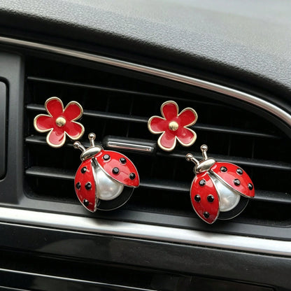1/2/4pcs Ladybug Car Air Vent Decor, Seven-Star Bug & Daisy Car Vent Clip, Fun Insect Aroma Diffuser Clip, Without Scent Pad
