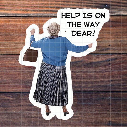 1/2/5Pcs,"Granny'S On The Way: Helpful Support Gag" Sticker,Playful Retro Elder,Suitable For Laptop, Water Bottle, Tumbler, Phone Case, Car Window, Plastic, Glass, Metal, And Ceramic Surfaces