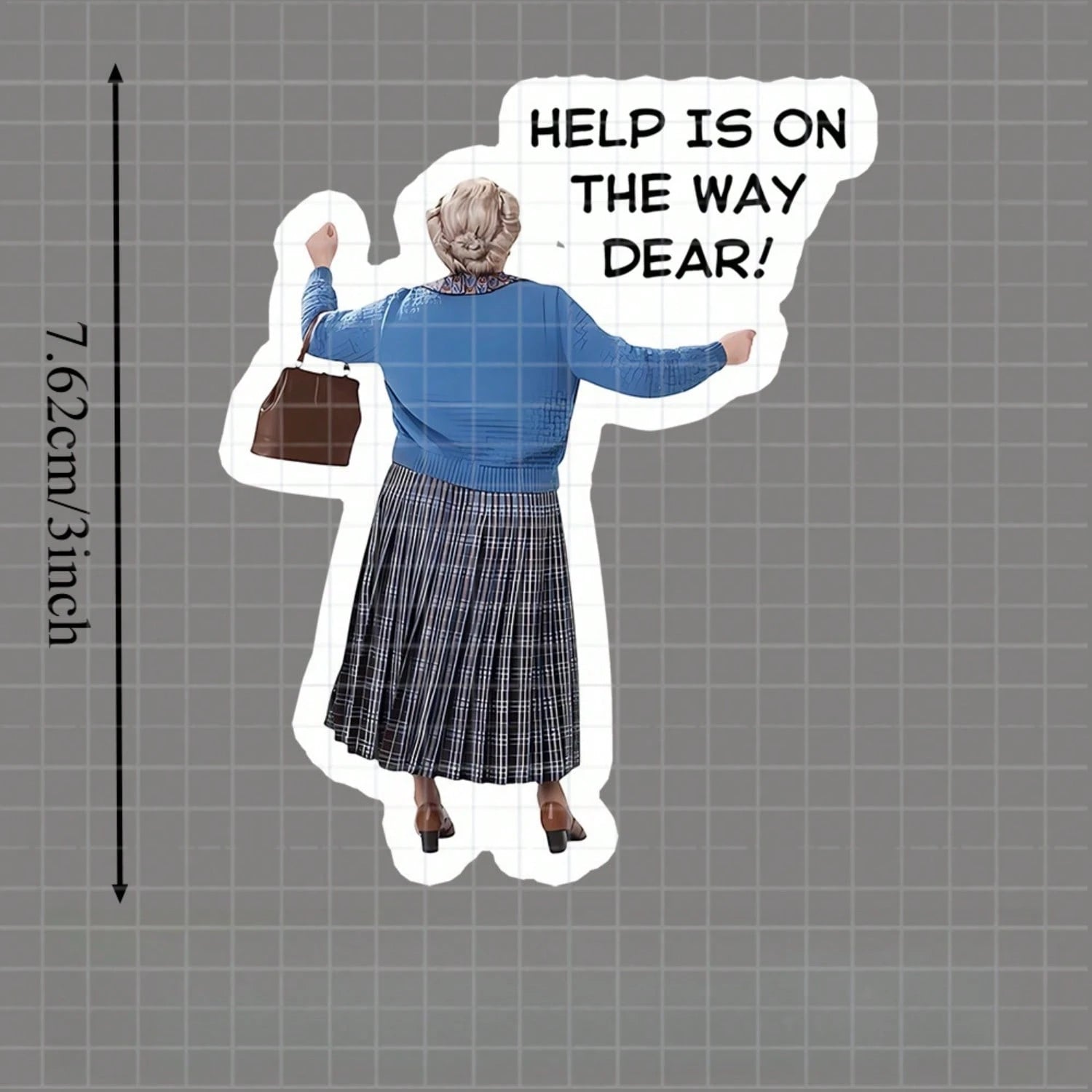 1/2/5Pcs,"Granny'S On The Way: Helpful Support Gag" Sticker,Playful Retro Elder,Suitable For Laptop, Water Bottle, Tumbler, Phone Case, Car Window, Plastic, Glass, Metal, And Ceramic Surfaces