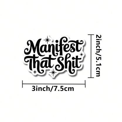 1/2/5pcs Manifest That Vinyl Sticker| Fun And Quirky Vinyl Decal For Planners, Journals, And Laptops| Cute And Mindful Design For Meditation, Wellness Enthusiasts, And Book Lovers|, Artsy, Positiv