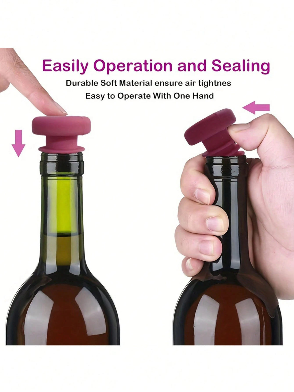 1/2/5pcs Simple & Easy To Use Silicone Wine Stopper, Silicone Wine Beer Bottle Stopper Champagne Drink Sealer Plug,Reusable Silicone Wine Cork, Suitable For Bottles Of Wine, Beer, Champagne, For Dis