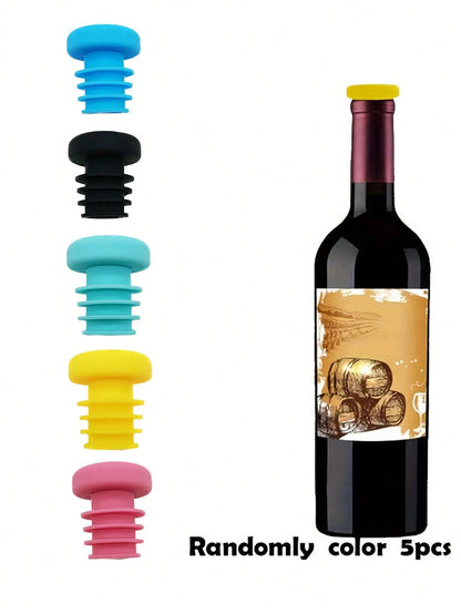 1/2/5pcs Simple & Easy To Use Silicone Wine Stopper, Silicone Wine Beer Bottle Stopper Champagne Drink Sealer Plug,Reusable Silicone Wine Cork, Suitable For Bottles Of Wine, Beer, Champagne, For Dis
