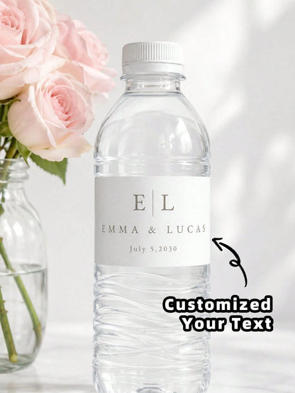 1/20/40pcs Wedding Customized Water Bottle Stickers, Personalized Customizable Text Stickers, PVC Waterproof, Suitable For Wedding, Gathering, Party Decoration, Wine Bottles, Ideal Gift For Groom, Bri