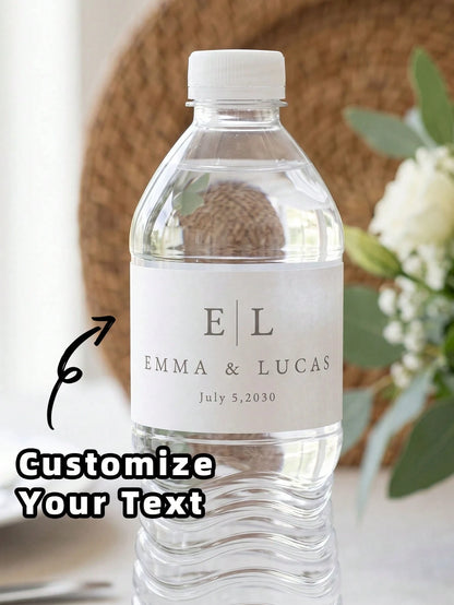1/20/40pcs Wedding Customized Water Bottle Stickers, Personalized Customizable Text Stickers, PVC Waterproof, Suitable For Wedding, Gathering, Party Decoration, Wine Bottles, Ideal Gift For Groom, Bri