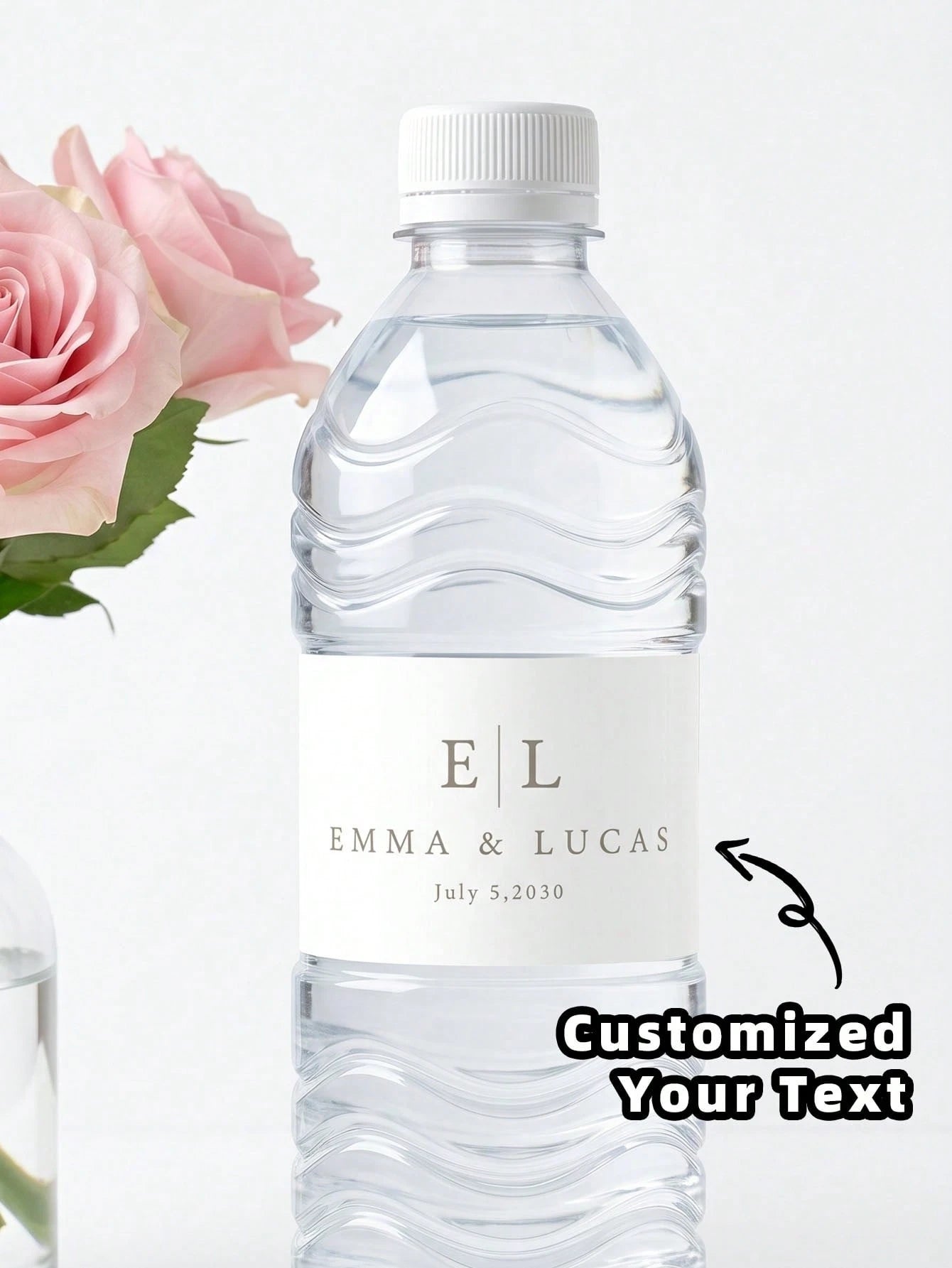 1/20/40pcs Wedding Customized Water Bottle Stickers, Personalized Customizable Text Stickers, PVC Waterproof, Suitable For Wedding, Gathering, Party Decoration, Wine Bottles, Ideal Gift For Groom, Bri