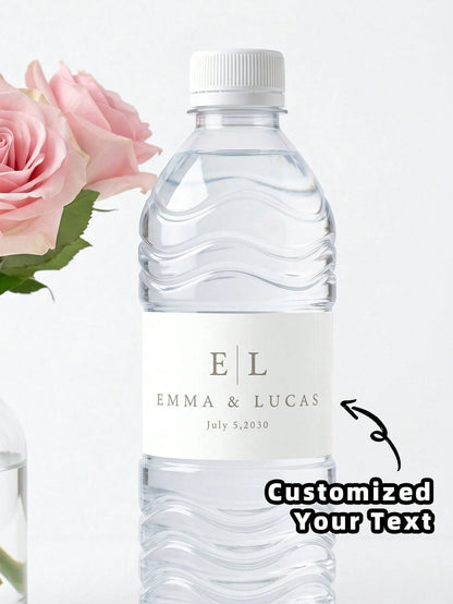 1/20/40pcs Wedding Customized Water Bottle Stickers, Personalized Customizable Text Stickers, PVC Waterproof, Suitable For Wedding, Gathering, Party Decoration, Wine Bottles, Ideal Gift For Groom, Bri