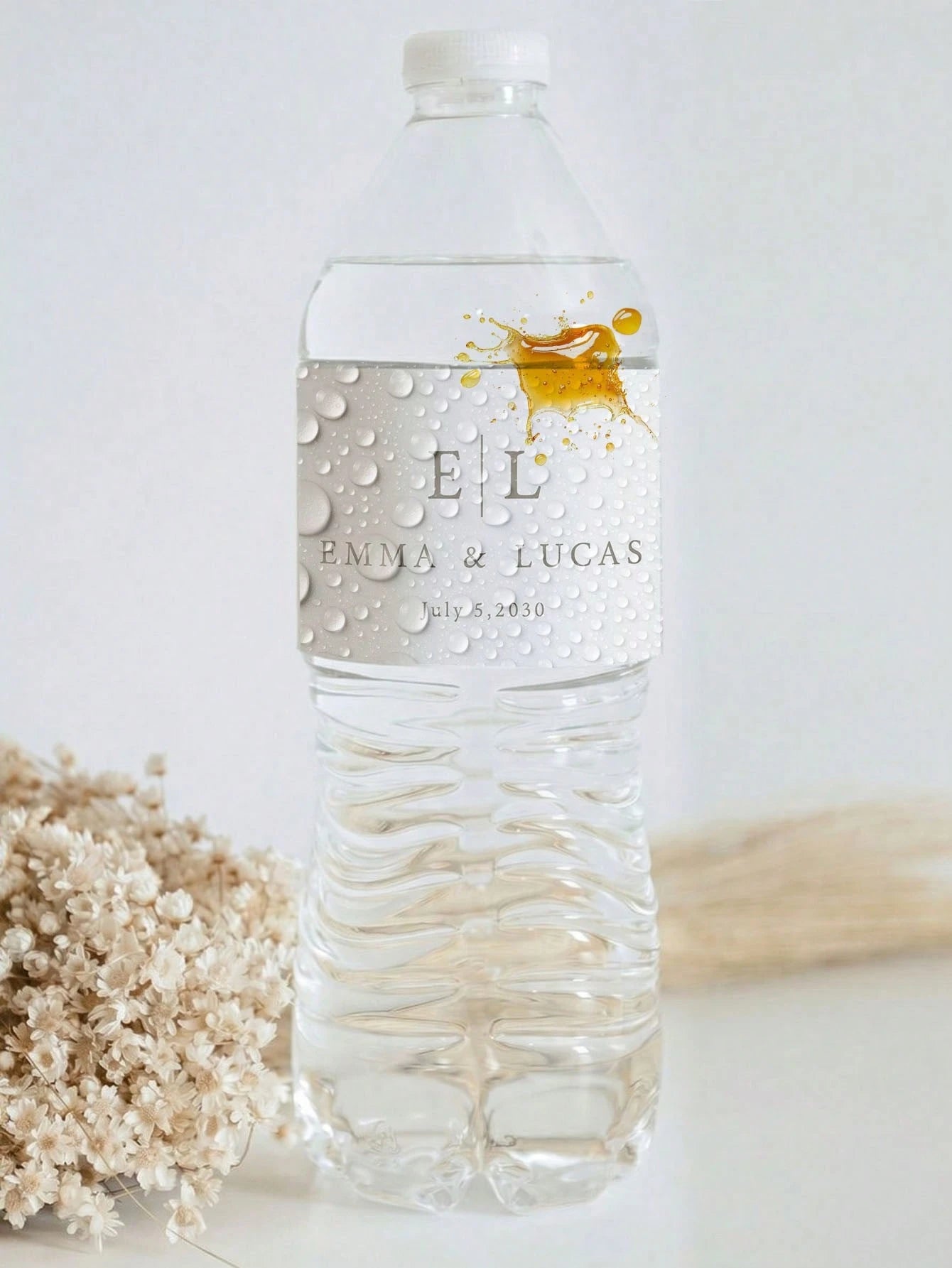 1/20/40pcs Wedding Customized Water Bottle Stickers, Personalized Customizable Text Stickers, PVC Waterproof, Suitable For Wedding, Gathering, Party Decoration, Wine Bottles, Ideal Gift For Groom, Bri