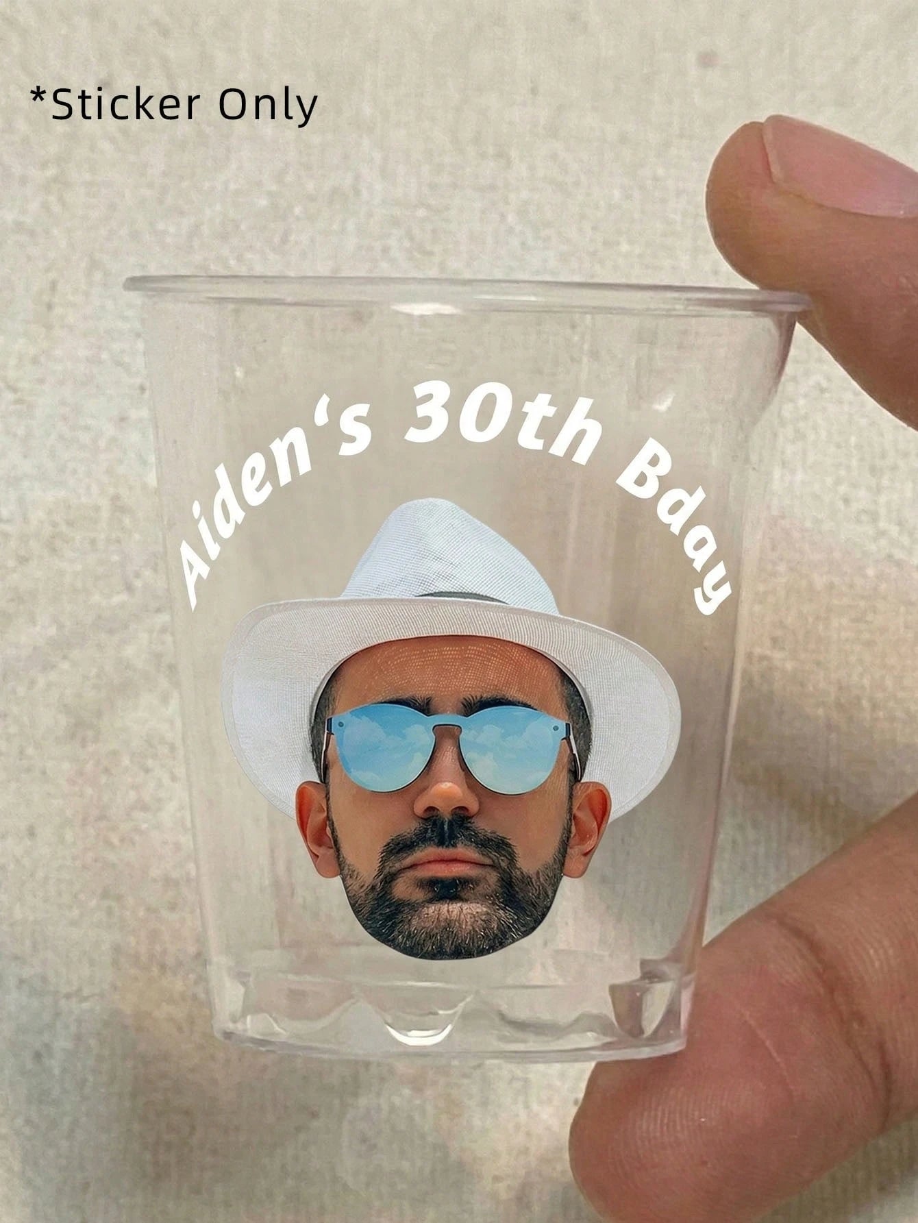 1/28/56pcs Customizable Personalized Face Photo Stickers With Custom Text And Photo Design, Fun Birthday Party Favors, Unique Gifts For Men And Women, Custom Face Party Decor, Individual Party Cup Sti