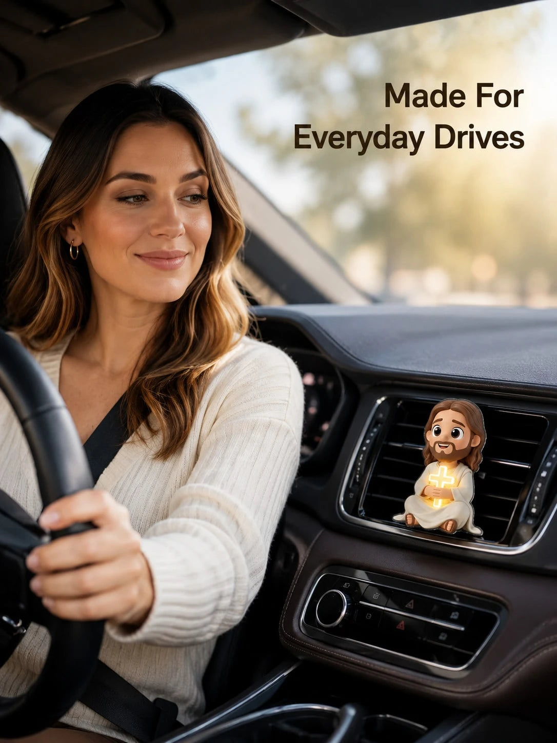 1/2pcs 2D Jesus Holding Cross Pattern Car Air Vent Clip Decor, Aromatherapy Diffuser, Cute Car Accessory, Holiday Birthday Gift, Car Accessories