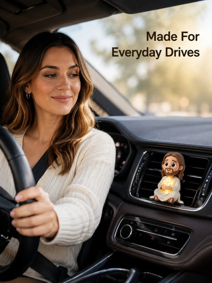 1/2pcs 2D Jesus Holding Cross Pattern Car Air Vent Clip Decor, Aromatherapy Diffuser, Cute Car Accessory, Holiday Birthday Gift, Car Accessories