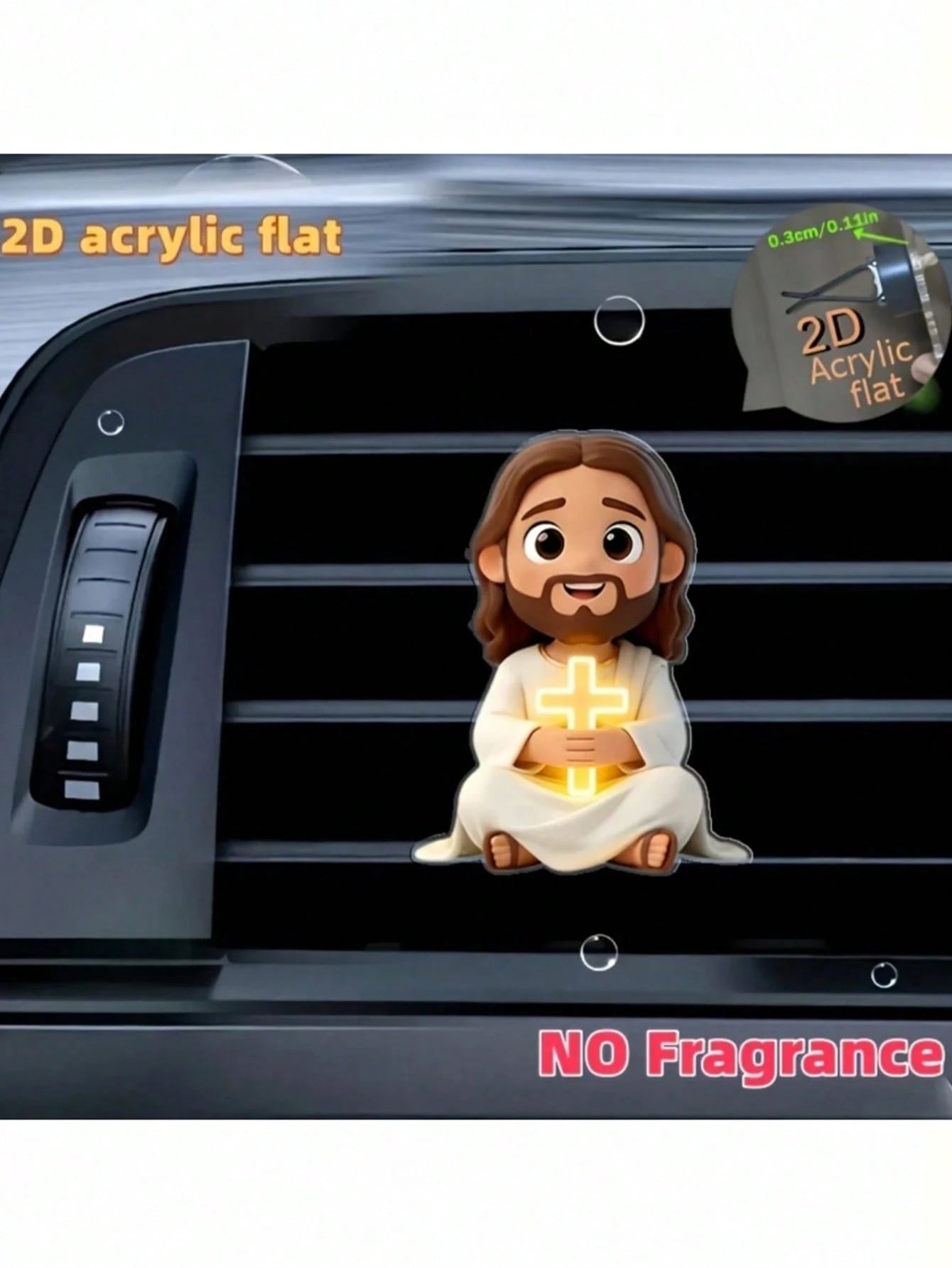 1/2pcs 2D Jesus Holding Cross Pattern Car Air Vent Clip Decor, Aromatherapy Diffuser, Cute Car Accessory, Holiday Birthday Gift, Car Accessories