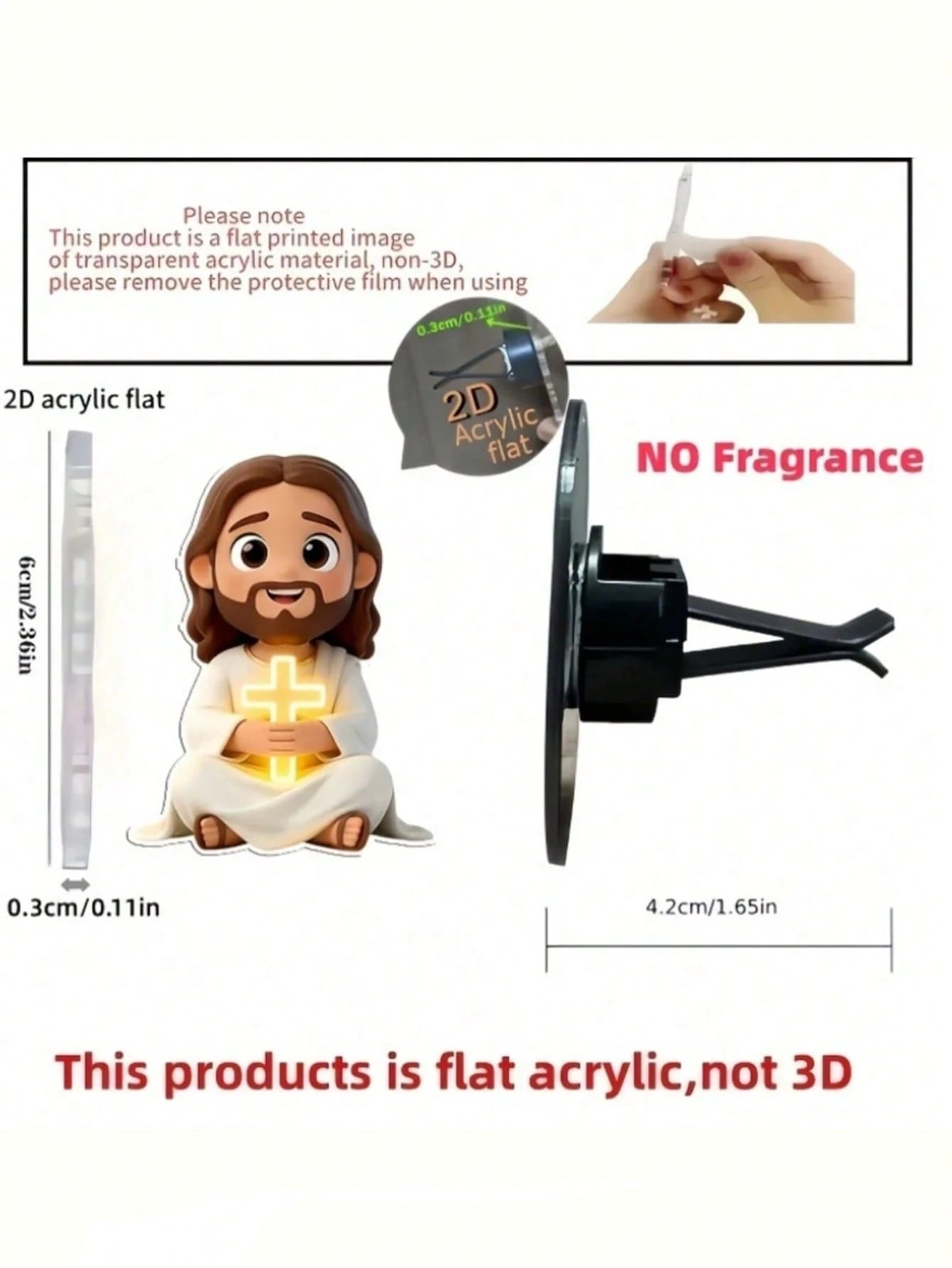 1/2pcs 2D Jesus Holding Cross Pattern Car Air Vent Clip Decor, Aromatherapy Diffuser, Cute Car Accessory, Holiday Birthday Gift, Car Accessories