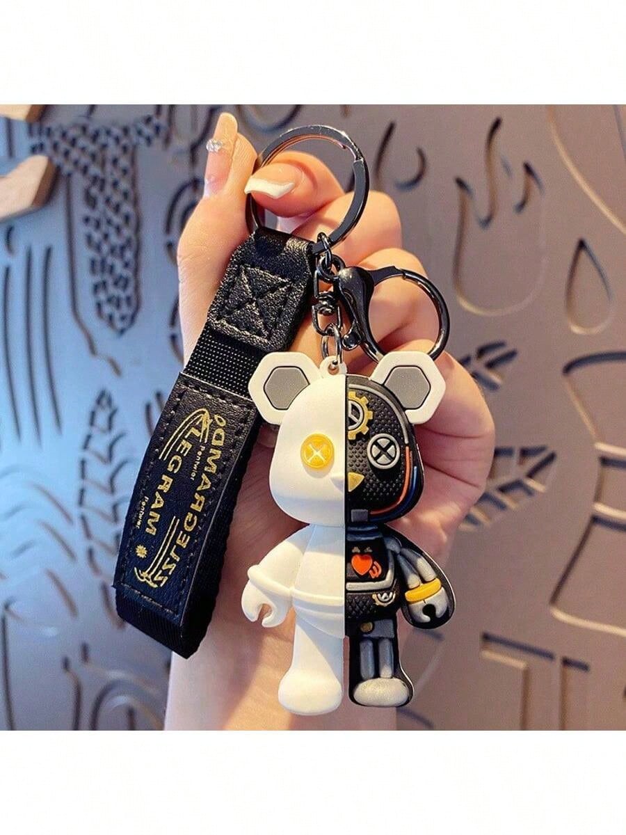 1/2pcs Bear Pendant Keychain, Mechanical Bear Key Ring, Unisex, Cartoon Fashion Creative Key Ring, Suitable For Car, Bag Decoration, Gift