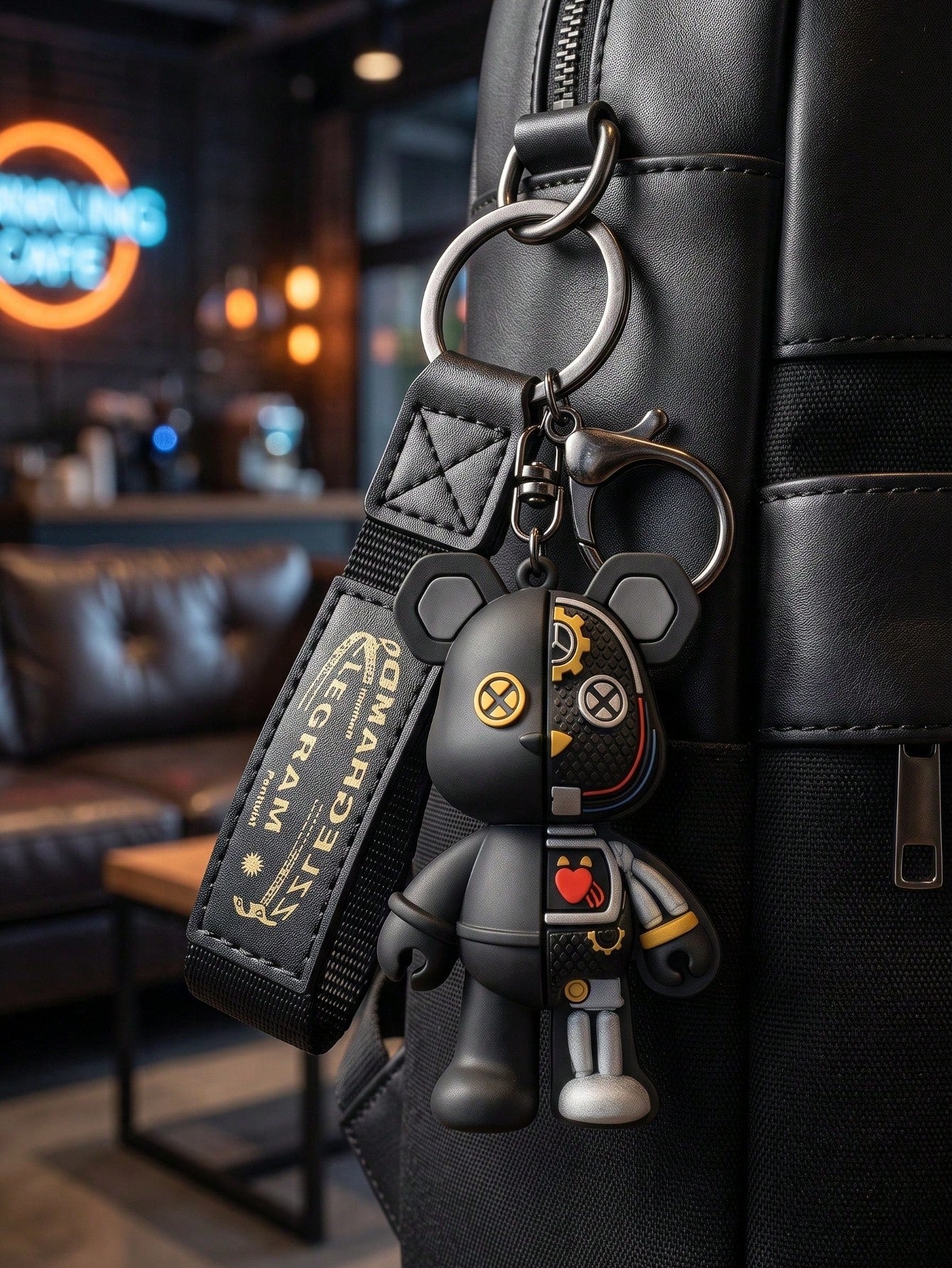 1/2pcs Bear Pendant Keychain, Mechanical Bear Key Ring, Unisex, Cartoon Fashion Creative Key Ring, Suitable For Car, Bag Decoration, Gift