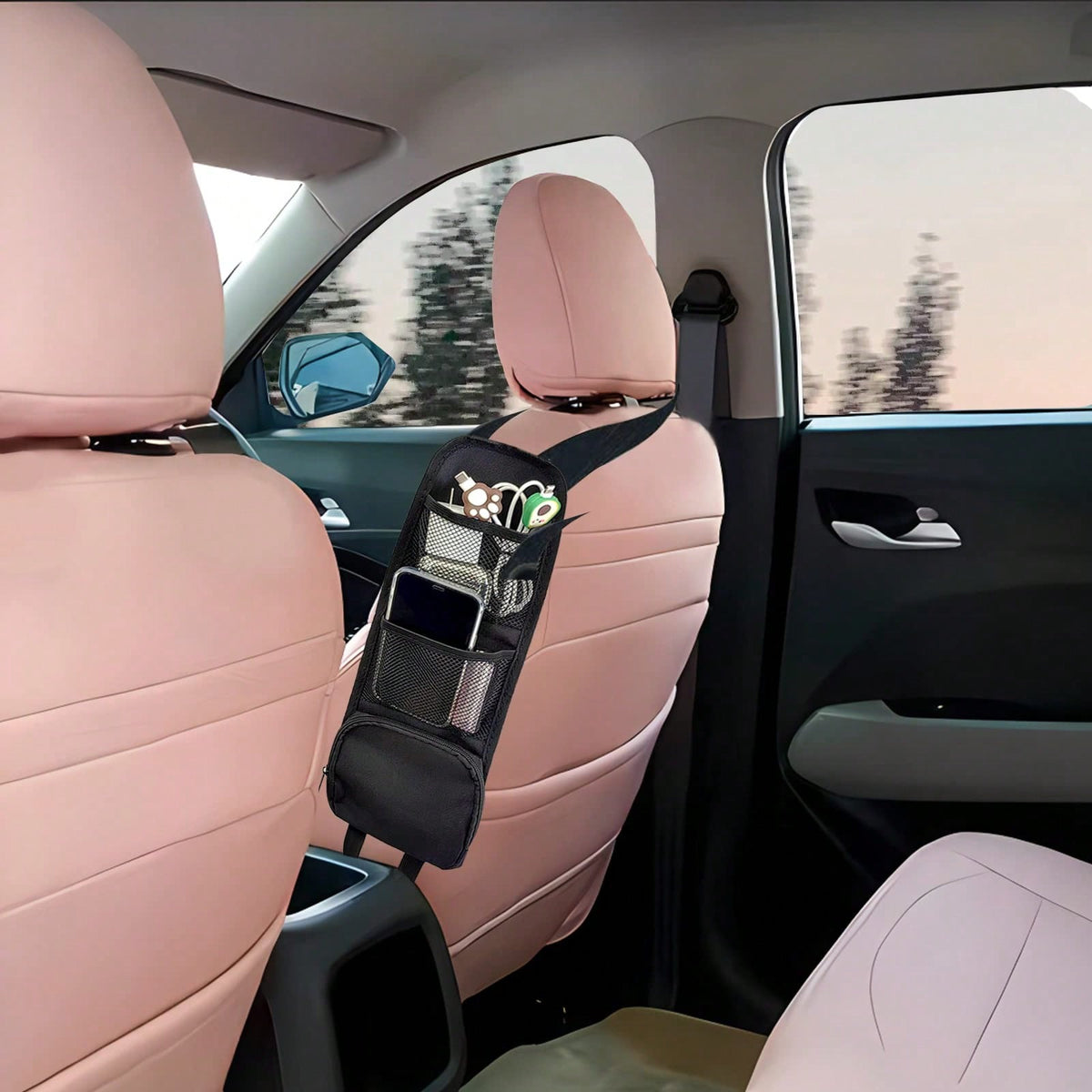 1/2pcs Car Seat Storage Bag, Automotive Seat Side Organizer Pocket, Multi-Pocket Mesh Pouch For Phone, Wallet, Glasses, Fit For Sedan, SUV, Truck, Women Car Accessories
